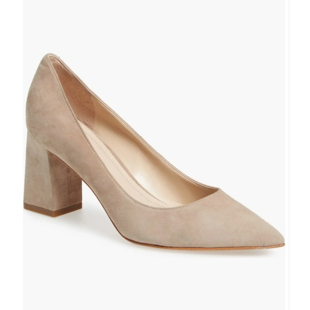 Marc Fisher Tan Suede Zala Block Heel Pump Shoe Size 7.5